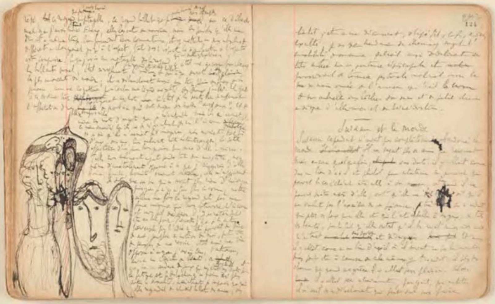 Autograph manuscript and drawing: The Head Ball