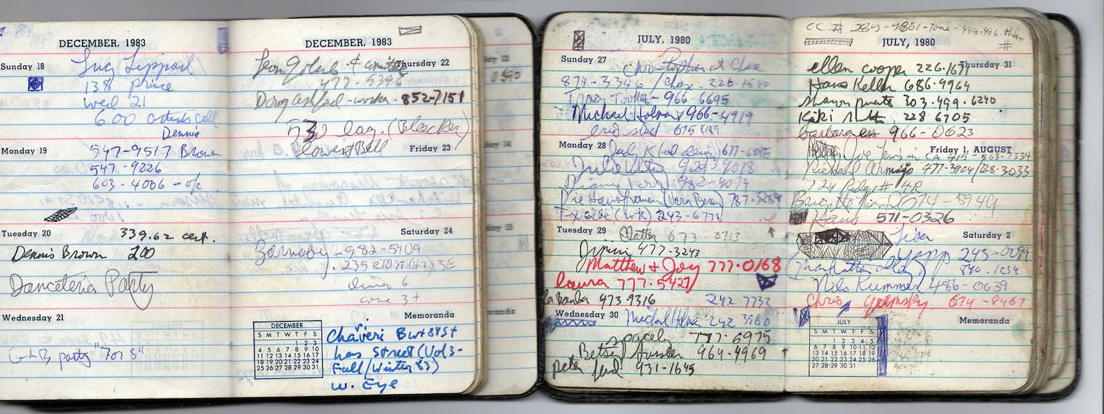 Leonard Abrams, pocket planner, 1983