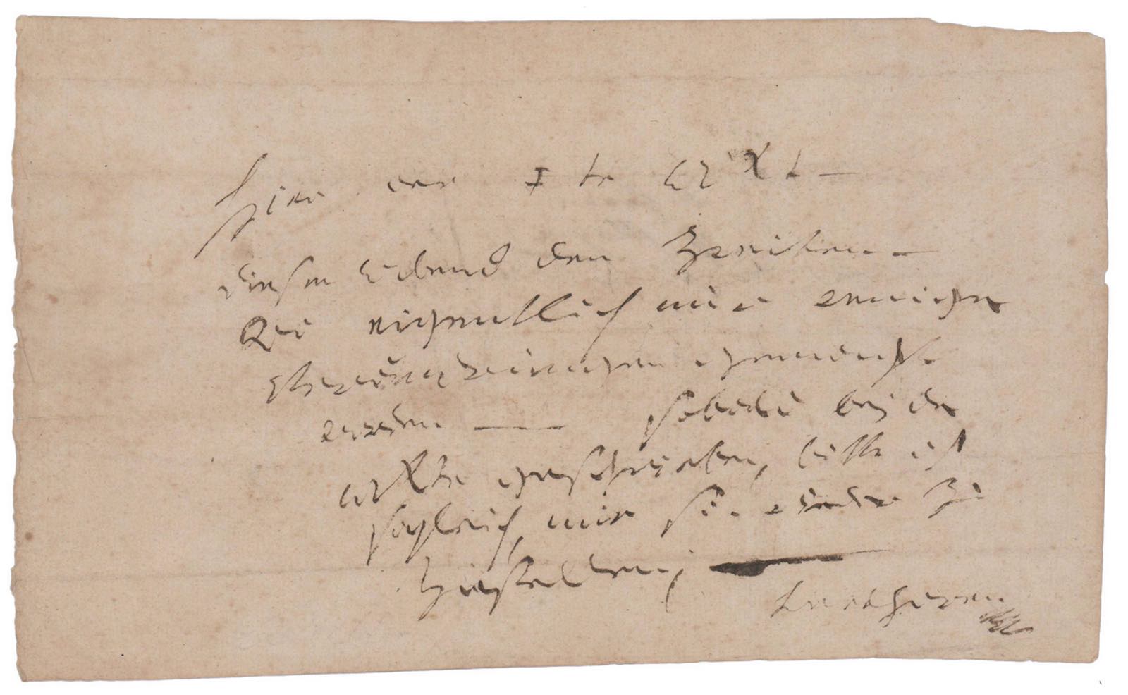 Undated autograph letter in German signed by Beethoven relating to his only opera, Fidelio