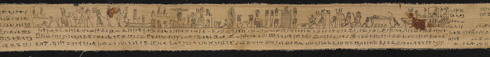 Mummy wrapping of Petosiris, Son of Nanesbastet (detail), Egyptian, 300-100BC. Ink on linen.