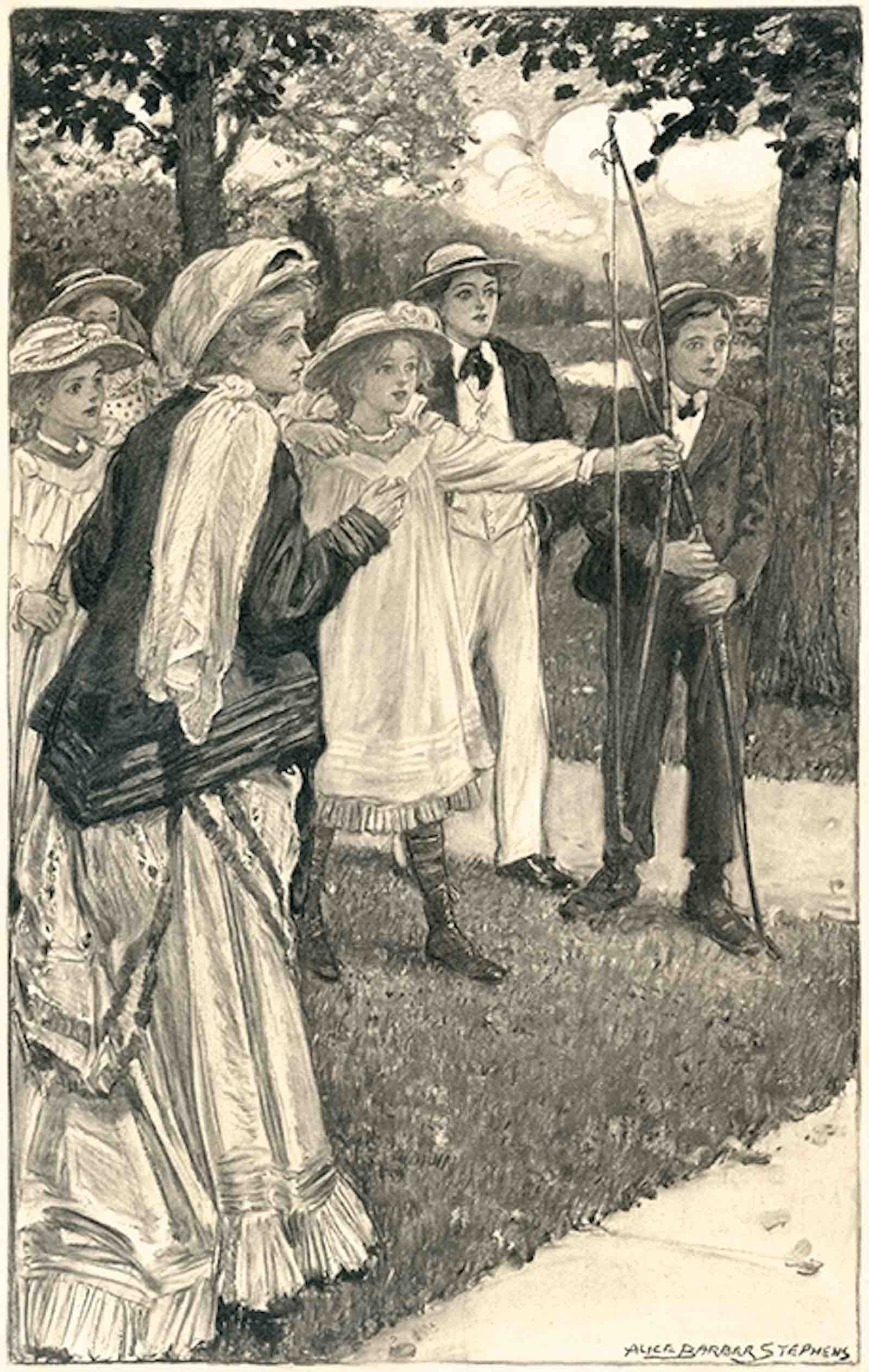 Alice Barber Stephens. She stepped to her place and fired without taking her usual careful aim