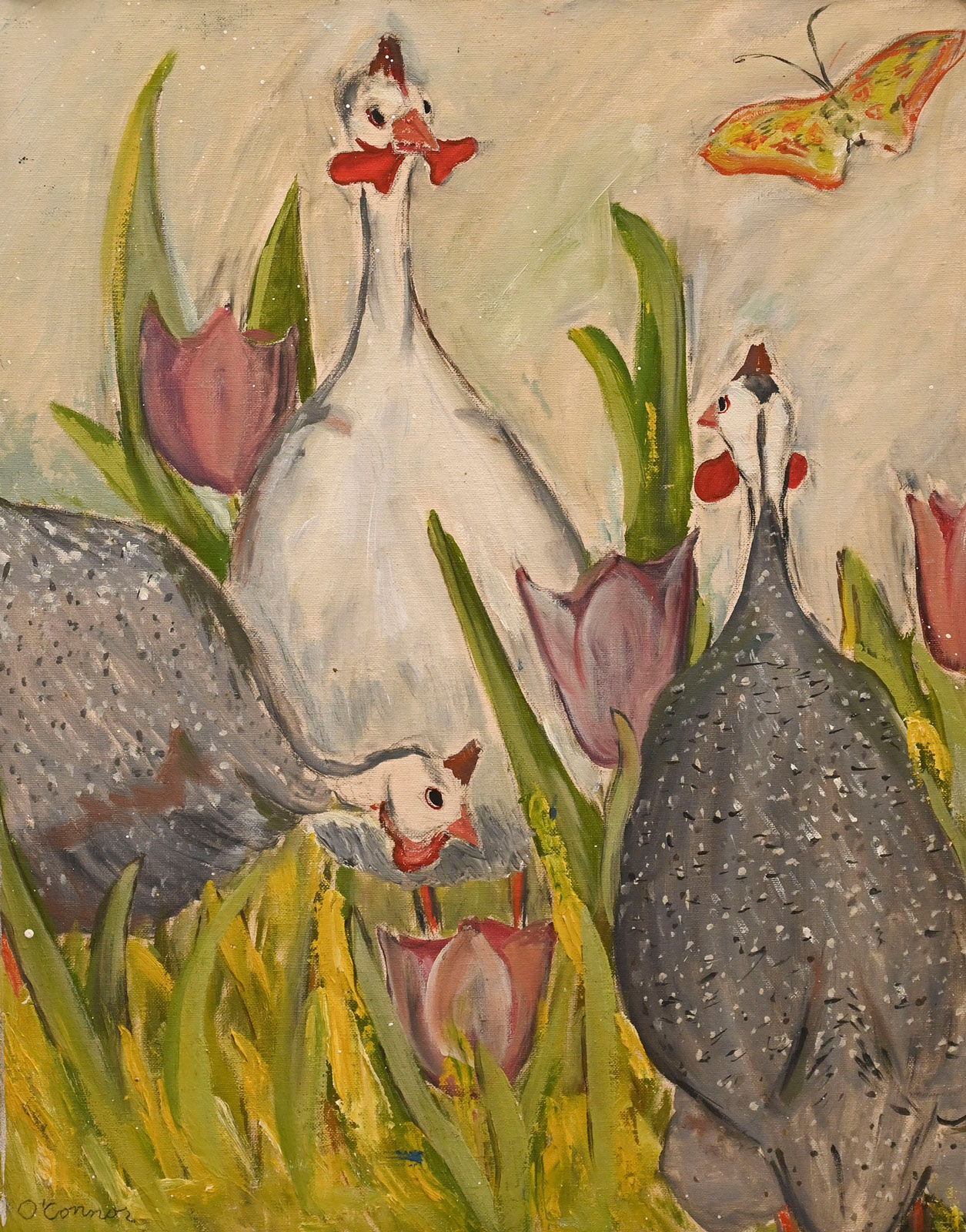 A painting of chickens by Flannery O’Connor.
