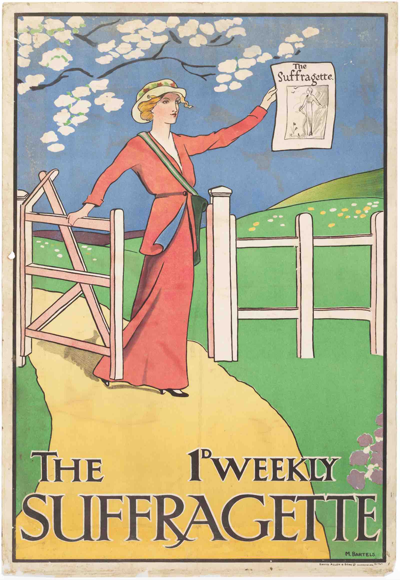 a color advertising lithograph poster for The Suffragette newspaper