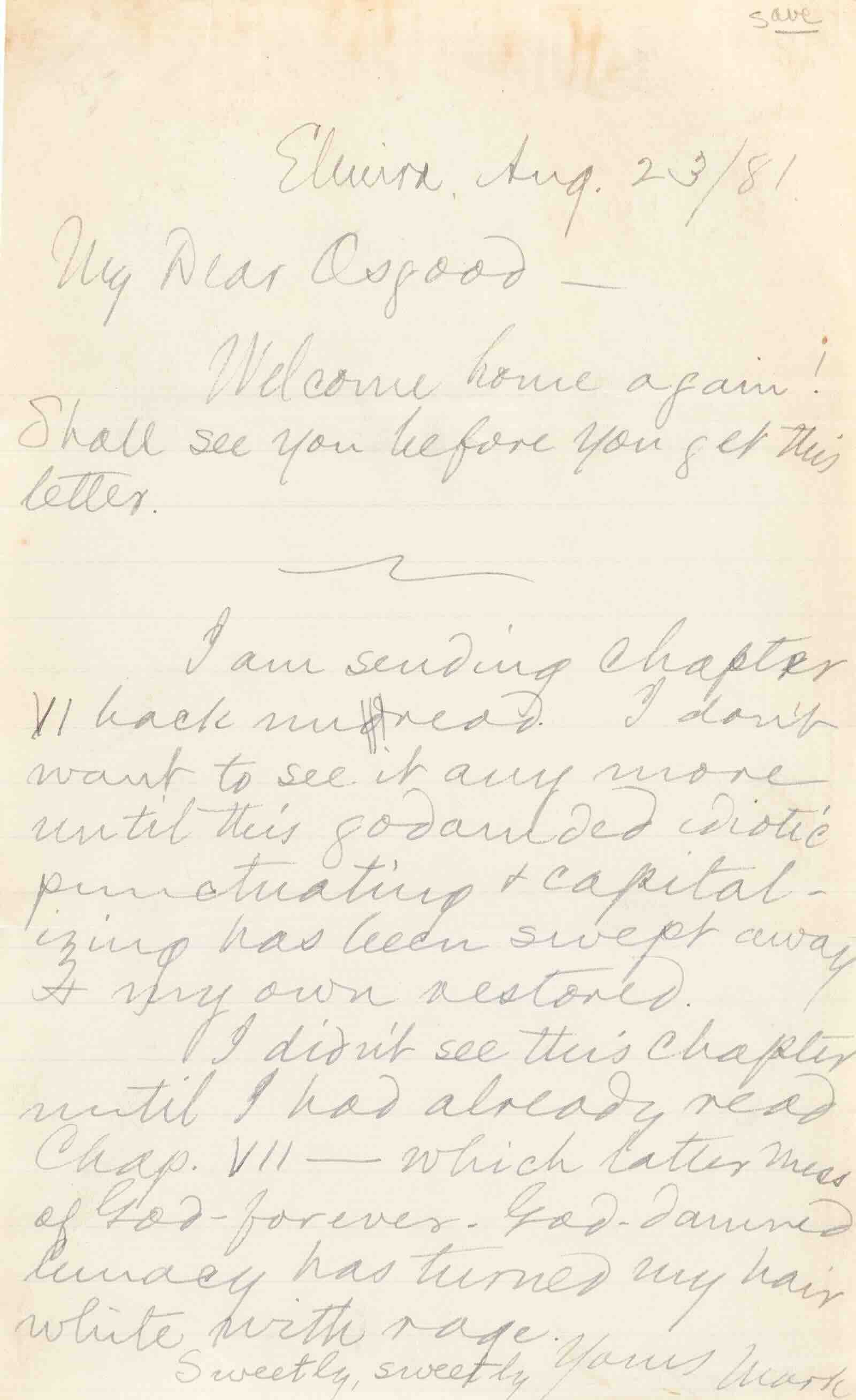 Twain letter to publisher