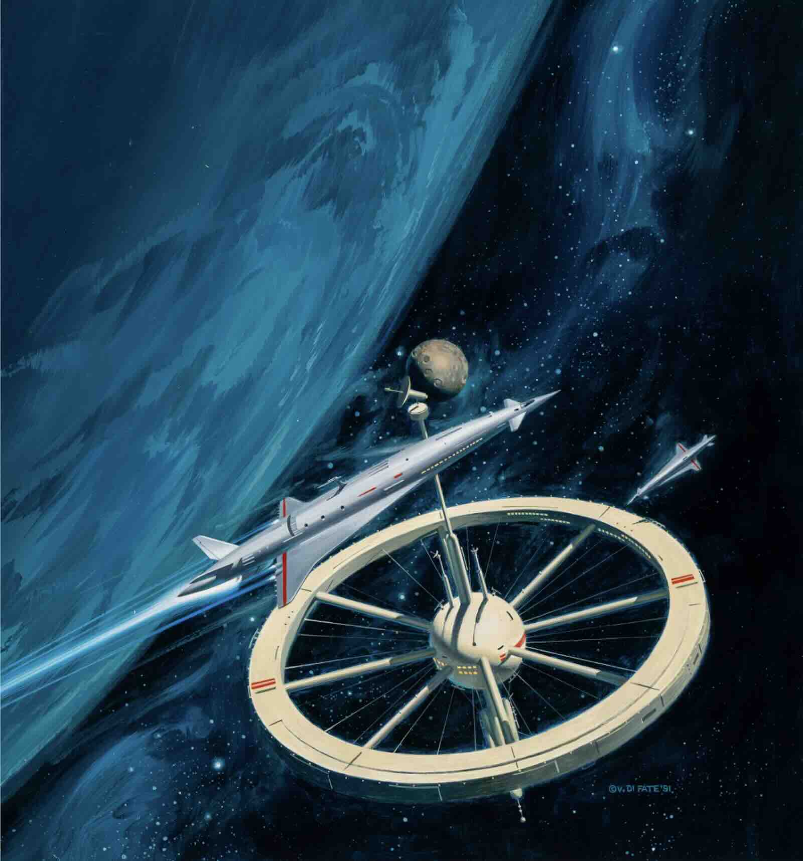 Timemaster book cover, Vincent Di Fate, acrylic on board, 1992