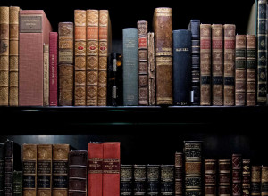 Shelf of old books