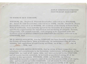 A closeup of the first page of the Apple contract