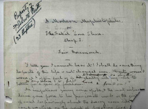 Part of the first page of the manuscript for A Long Fatal Love Chase