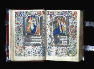 The Annunciation Featuring the Book’s Female Patron, Book of Hours, Belgium (Hainaut), ca. 1450‒1460. Ink, paint, and gold on parchment.