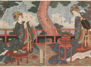 Yashima Gakutei, A Woman with a Box and A Woman with Spools, 1820s