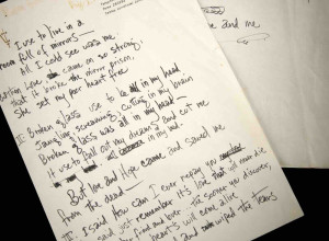 Jimi Hendrix handwritten working lyrics for Room Full of Mirrors
