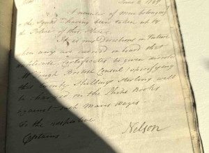the pocket book of Captain Henry D’Esterre Darby of HMS Bellerophon, kept between April and October 1799