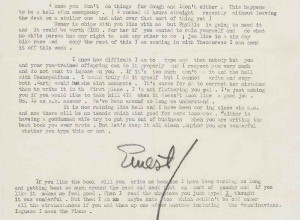 Ernest Hemingway typed letter, signed, referencing his 1940 novel For Whom the Bell Tolls