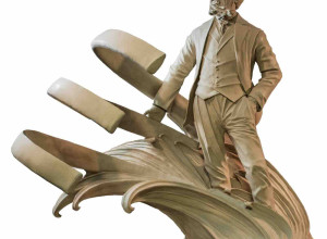 Clay model of Herman Melville by sculptor Stefanie Rocknak