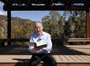 Poet Laureate Arthur Sze records a poetry reading at the Randall Davey Audubon Center and Sanctuary in Santa Fe, New Mexico