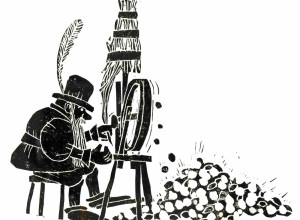 Eric Carle, illustration for Rumpelstiltskin by Paul W. Bell and Pauline M. Rojas and Ralph F. Robinett