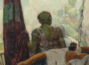 Frank Earle Schoonover’s Where is the Key, Sola?, painted for the first book edition of A Princess of Mars in 1917