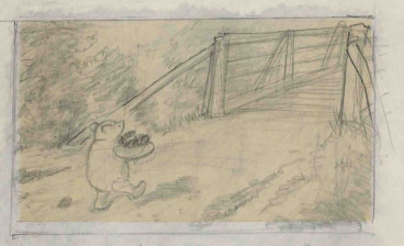 And that was the beginning of the game Poohsticks by Ernest Shepard, preliminary drawing in pencil