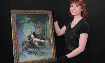 Framed handpainted Frank Frazetta Captive Princess 1973 paperback cover artwork