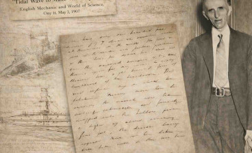 Nikola Tesla signed holograph manuscript page from Tidal Wave to Make War Impossible