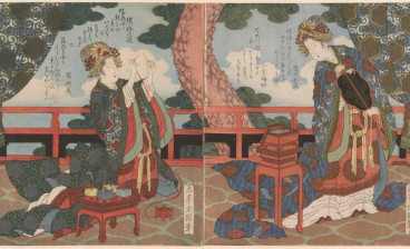 Yashima Gakutei, A Woman with a Box and A Woman with Spools, 1820s