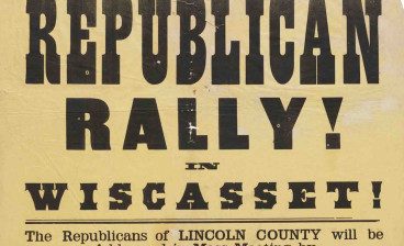 Lot 97, circa 1872 thin, canary-yellow broadside advertising a Maine Republican Party rally publicising Frederick Douglass and former Maine governor Israel Washburne as guest speakers, estimate: $10,000-$20,000