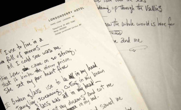 Jimi Hendrix handwritten working lyrics for Room Full of Mirrors