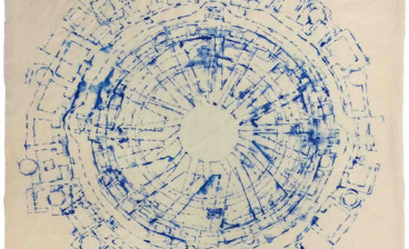 Arlene Shechet, Dharmajika Near and Far, 1997, stencilled pigmented linen pulp on translucent abaca base sheet. Collaborator: Paul Wong
