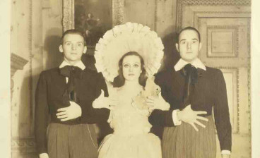 A gelatin silver print of William Haines, Joan Brawford, and Douglas Fairbanks Jr., circa 1932, estimated at $800-$1,200