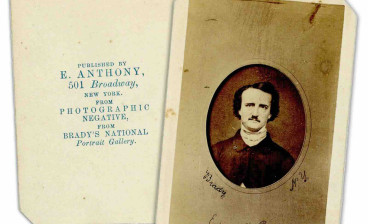 Edgar Allan Poe carte de visite after Mathew Brady, as published by Edward Anthony in New York, c. early 1860s, known as the “Ultima Thule” portrait (estimate: $10,000-$15,000)