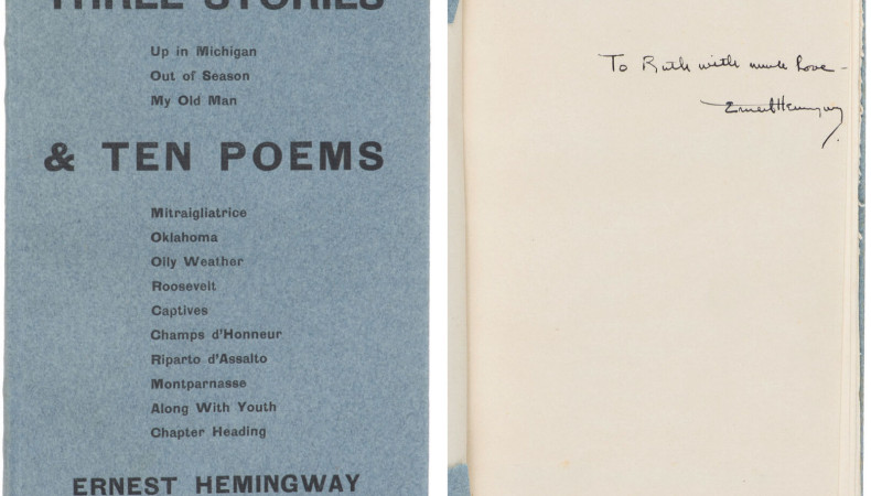 Hemingway inscribed the book to his cousin, Ruth Lowry
