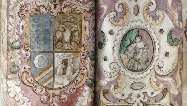 Illuminated manuscript, 1695, portrait of an indigenous Mexican nobleman in Spanish dress