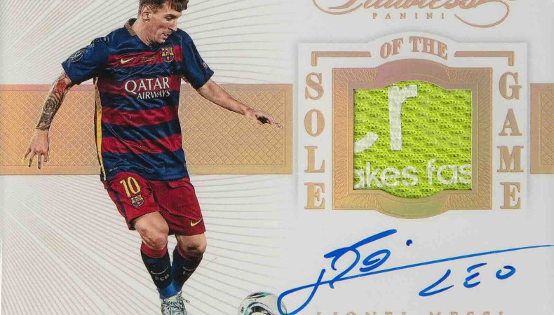 2015 Panini Flawless Sole Of The Game Signatures-Gold Lionel Messi card