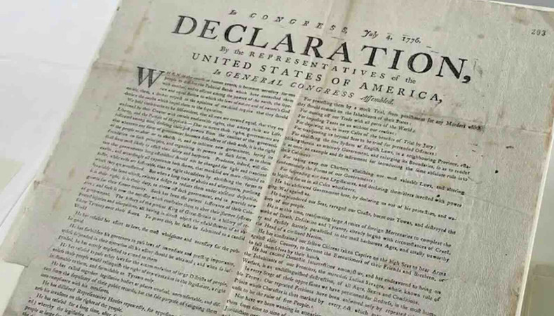 The newly uncovered 1776 printing of the US Declaration of Independence