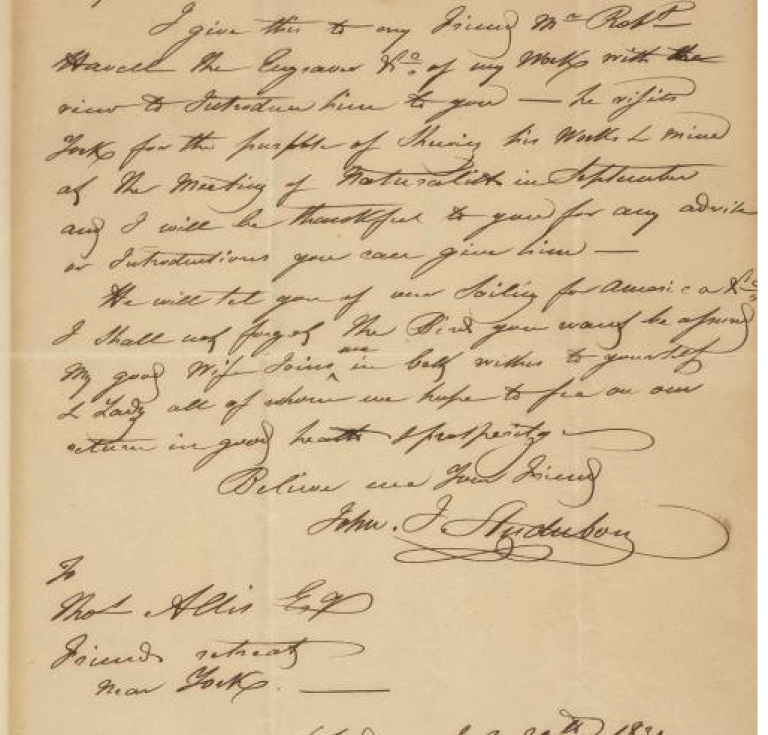 1831 Audubon letter