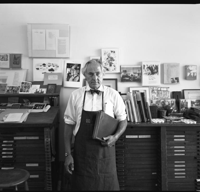 Stauffacher at his Greenwood Press studio. 