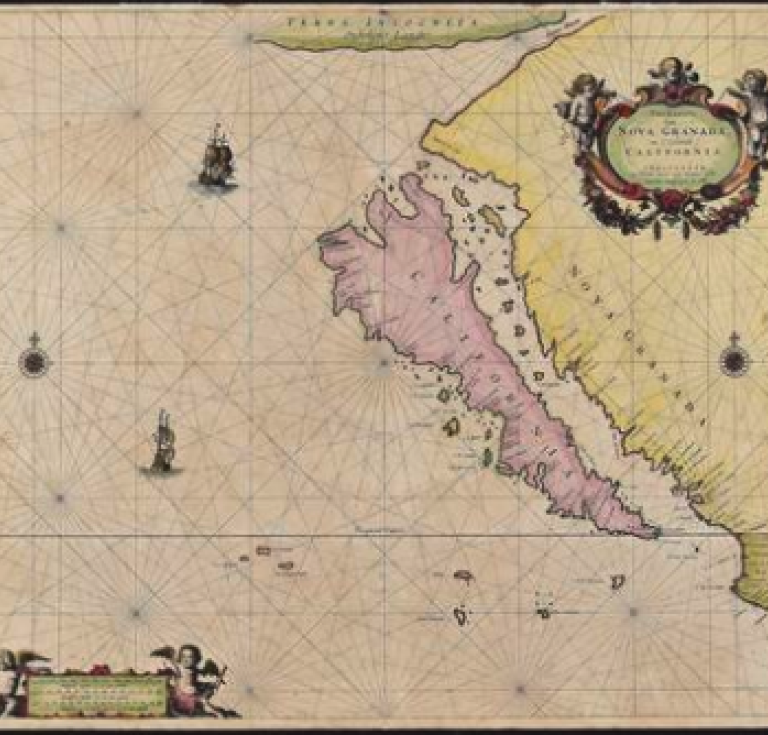 Map showing California as an island