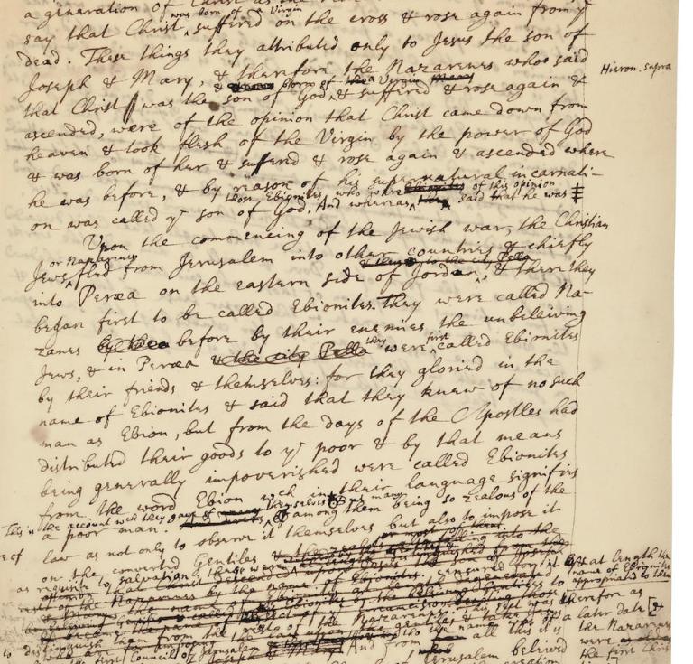 Newton manuscript on God 1710