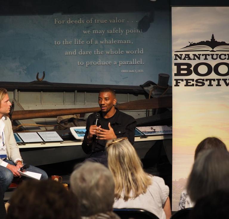 Rob Cocuzzo and Malcolm Mitchell at the 2018 Nantucket Book Festival