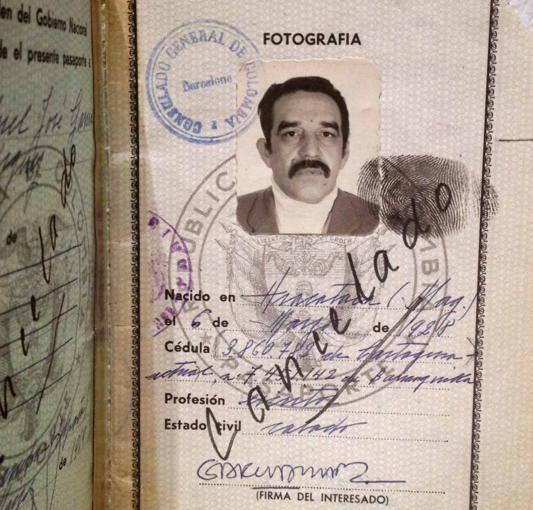 One of Gabriel García Márquez’s passports is on exhibit at the Ransom Center in Austin, Texas. 