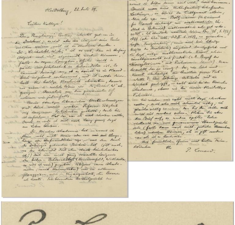 Philipp Lenard Letter