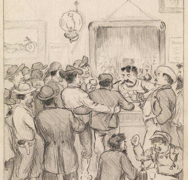 O. Henry illustration for a never-published mining memoir