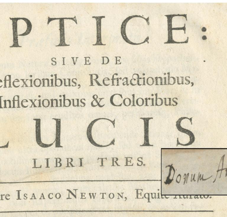 Title page of Opticks