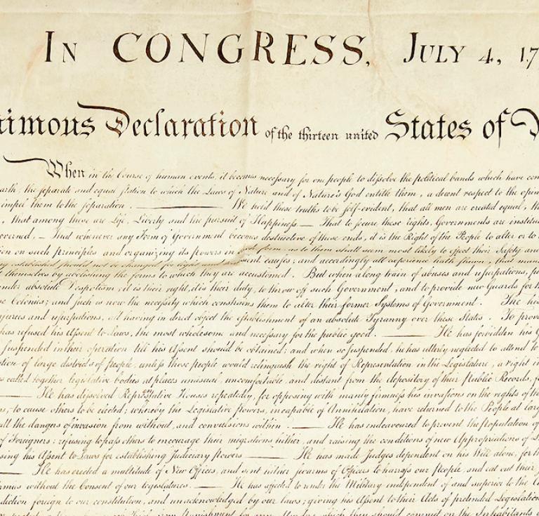1823 printing of the Declaration of Independence