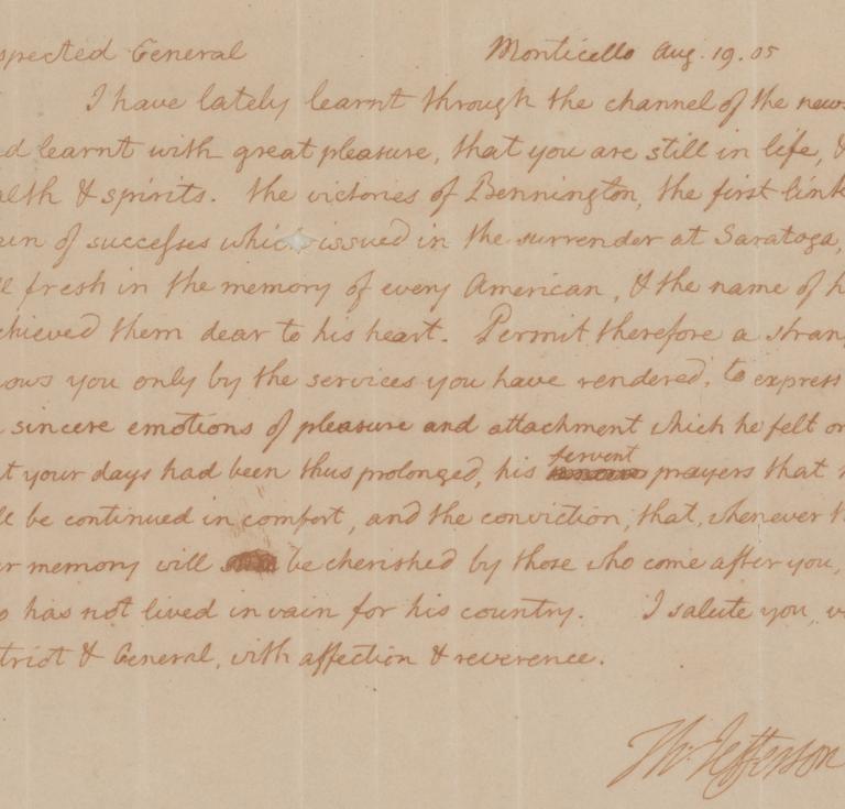 Thomas Jefferson letter to John Stark 