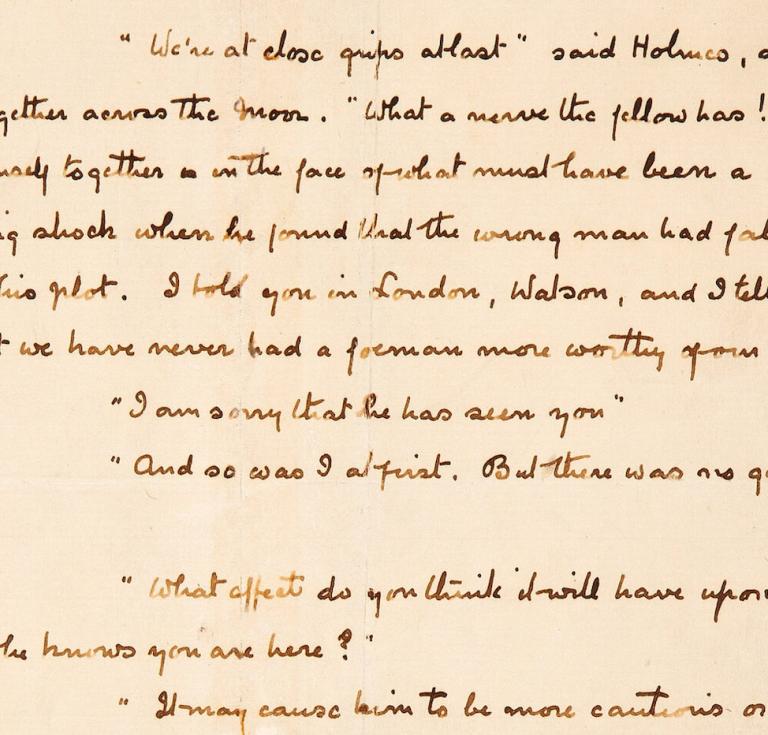 Hound of the Baskervilles manuscript page