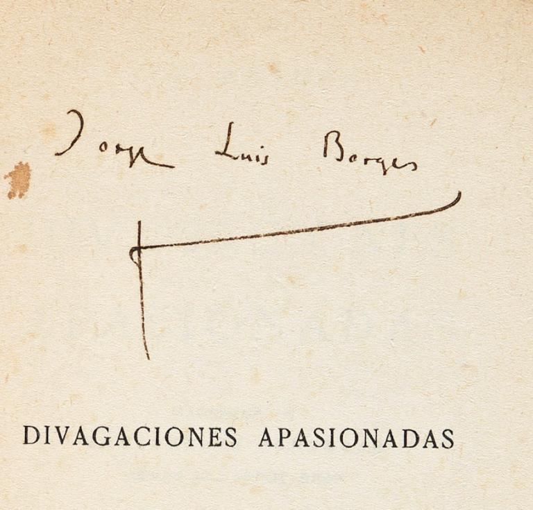 Borges signature on Pio Baroja’s Divagaciones apasionadas