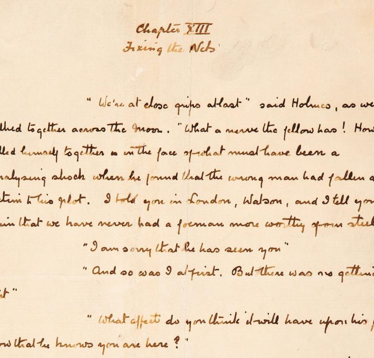 Hound of the Baskervilles manuscript page 1