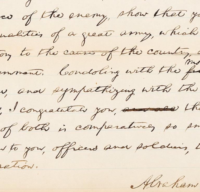 Abraham Lincoln’s Dec. 22, 1862 letter to the Army of the Potomac 