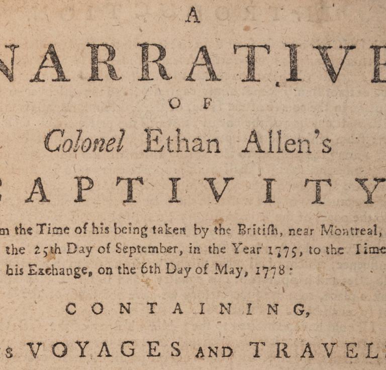 Title page of Ethan Allen's Narrative (1779)